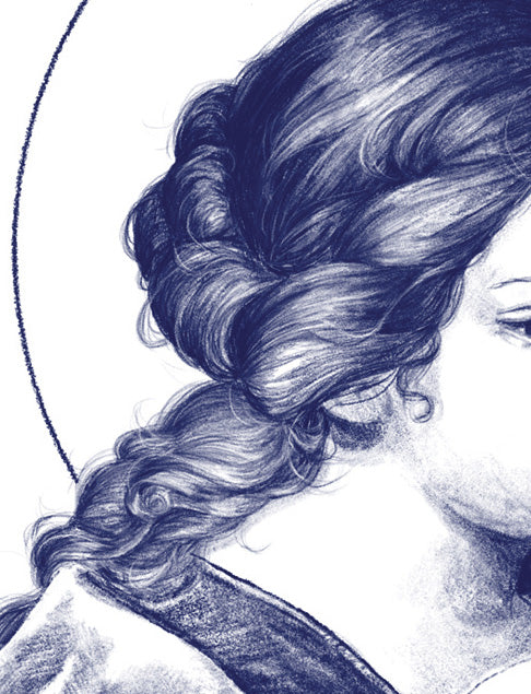 détail des cheveux de sainte Agnès